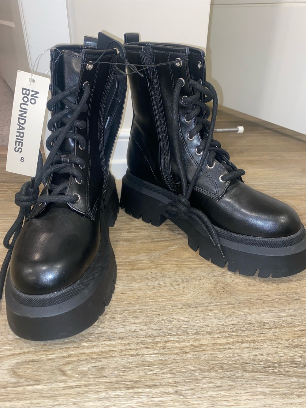 No Boundaries Black Lace-Up Platform Combat Boots